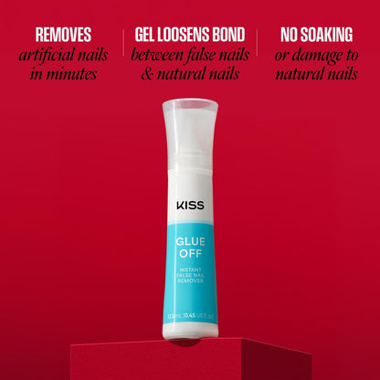 KISS Glue OFF Instant Press On Nails & Nail Glue Remover - Safe, Gentle Formula with Castor Oil & Pro Vitamin B, 0.45 fl. oz.