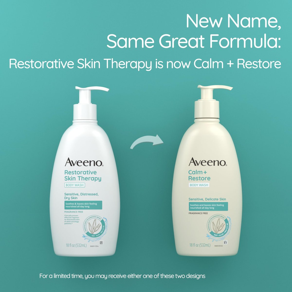 Aveeno Calm + Restore Daily Body Wash for Sensitive Skin, Fragrance Free, 18 fl oz - görsel 4