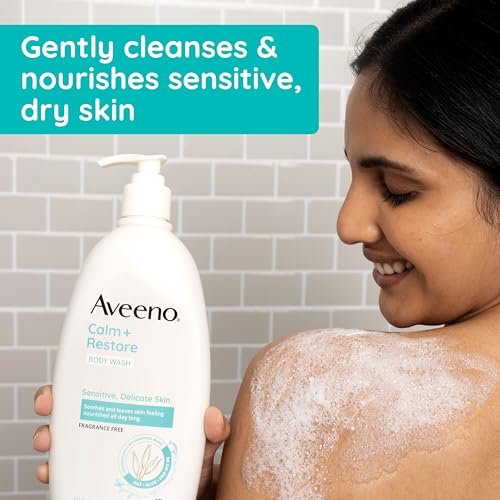 Aveeno Calm + Restore Daily Body Wash for Sensitive Skin, Fragrance Free, 18 fl oz - görsel 5