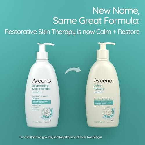 Aveeno Calm + Restore Daily Body Wash for Sensitive Skin, Fragrance Free, 18 fl oz - görsel 3