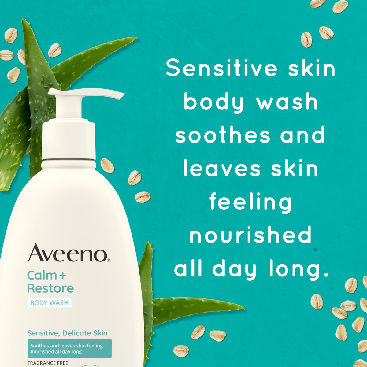 Aveeno Calm + Restore Daily Body Wash for Sensitive Skin, Fragrance Free, 18 fl oz - görsel 12