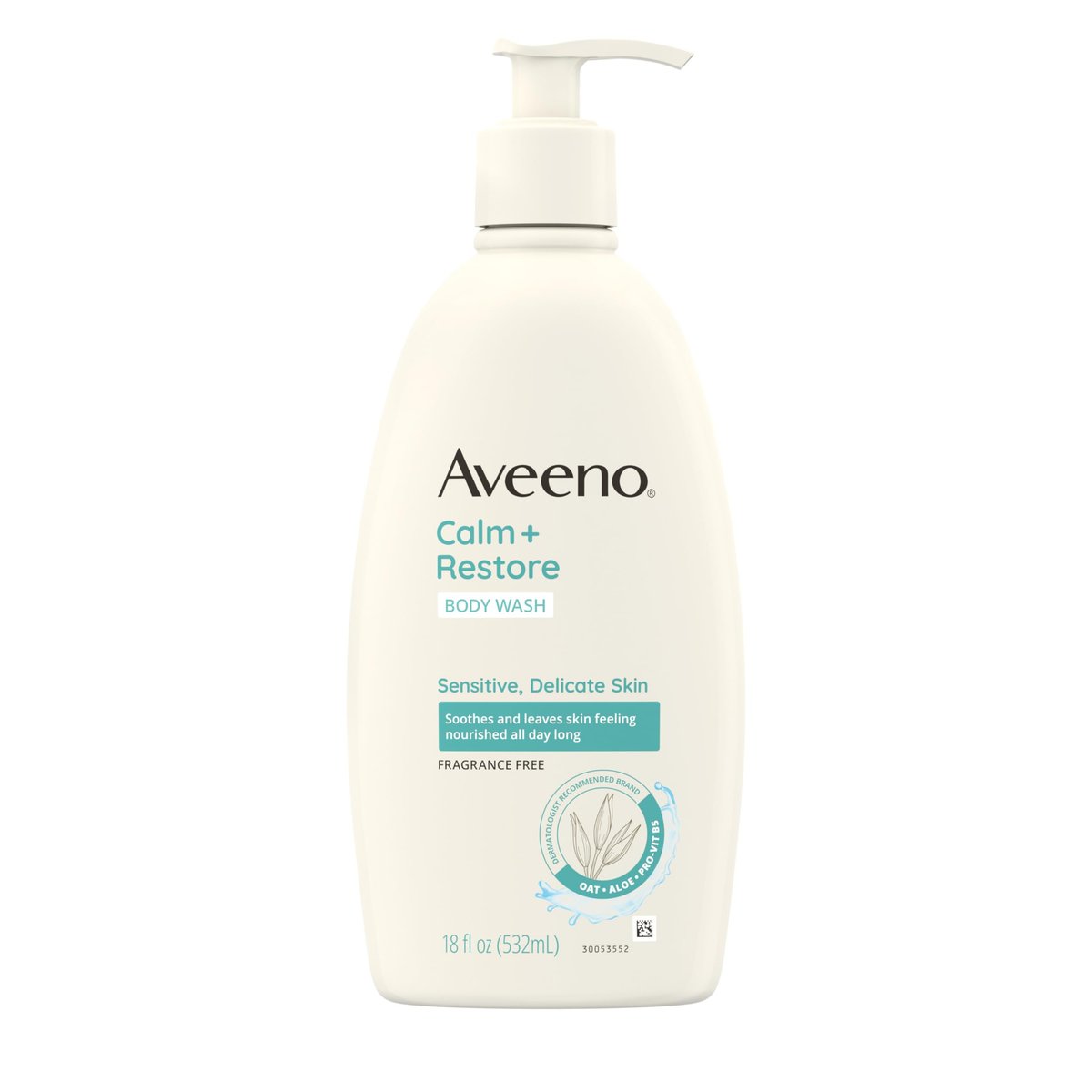 Aveeno Calm + Restore Daily Body Wash for Sensitive Skin, Fragrance Free, 18 fl oz - görsel 2