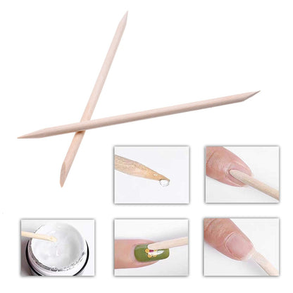 Kare & Kind 100x Double-Sided Orange Wood Nail Sticks - Cuticle Pusher Remover Cleaner - Manicure, Pedicure, DIY - Home, Nail Salon - for Beginners and Professional Nail Technicians