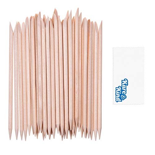 Kare & Kind 100x Double-Sided Orange Wood Nail Sticks - Cuticle Pusher Remover Cleaner - Manicure, Pedicure, DIY - Home, Nail Salon - for Beginners and Professional Nail Technicians - görsel 2