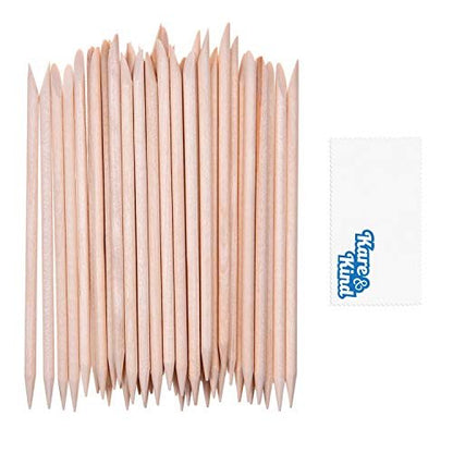 Kare & Kind 100x Double-Sided Orange Wood Nail Sticks - Cuticle Pusher Remover Cleaner - Manicure, Pedicure, DIY - Home, Nail Salon - for Beginners and Professional Nail Technicians