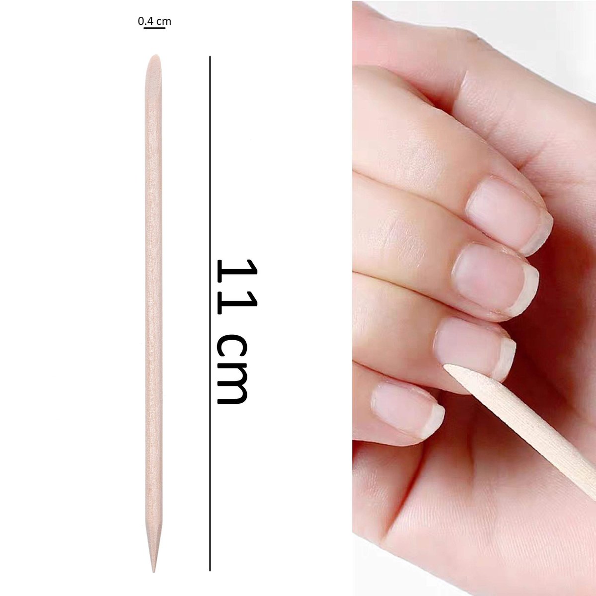 Kare & Kind 100x Double-Sided Orange Wood Nail Sticks - Cuticle Pusher Remover Cleaner - Manicure, Pedicure, DIY - Home, Nail Salon - for Beginners and Professional Nail Technicians - görsel 7