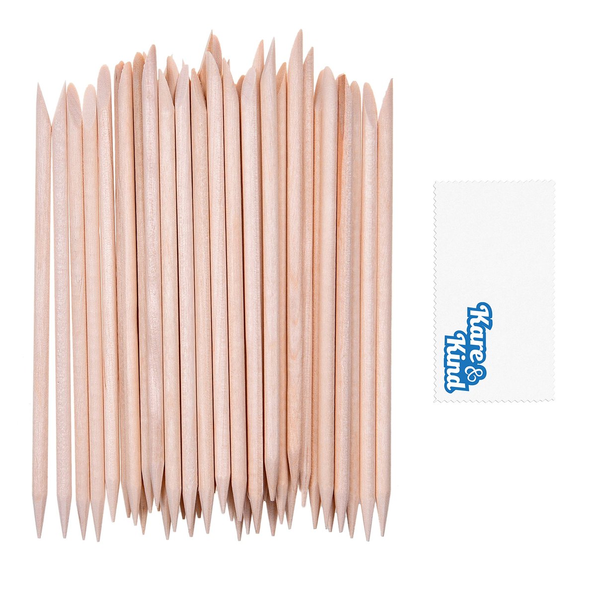 Kare & Kind 100x Double-Sided Orange Wood Nail Sticks - Cuticle Pusher Remover Cleaner - Manicure, Pedicure, DIY - Home, Nail Salon - for Beginners and Professional Nail Technicians - görsel 1