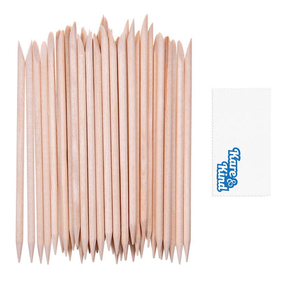 Kare & Kind 100x Double-Sided Orange Wood Nail Sticks - Cuticle Pusher Remover Cleaner - Manicure, Pedicure, DIY - Home, Nail Salon - for Beginners and Professional Nail Technicians