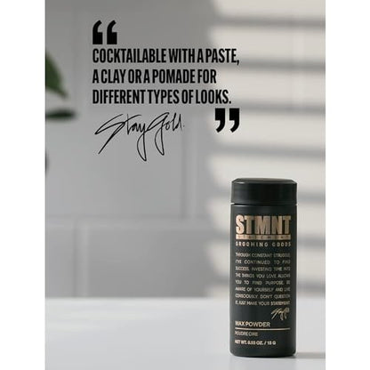 STMNT Grooming Goods Wax Powder – Semi-Matte Finish, Medium Control, Added Grip and Volume for Fuller Hair (0.53 oz)