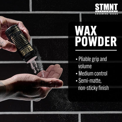 STMNT Grooming Goods Wax Powder – Semi-Matte Finish, Medium Control, Added Grip and Volume for Fuller Hair (0.53 oz)