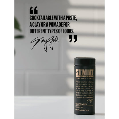 STMNT Grooming Goods Wax Powder – Semi-Matte Finish, Medium Control, Added Grip and Volume for Fuller Hair (0.53 oz)