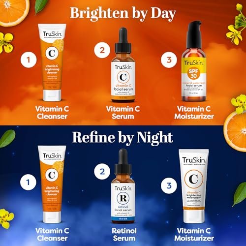 TruSkin Face Serum Duo – Vitamin C & Retinol Serums for AM & PM Anti-Aging Skincare Routine, Brightening & Smoothing Facial Serums, 1 fl oz Each Avelisse