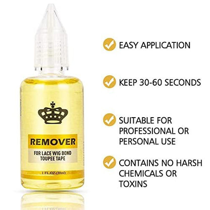 Fast Acting Remover for Tape-in Hair Extensions, Wig Glue, and Double-Sided Extension Tape (One Bottle) - Piaou