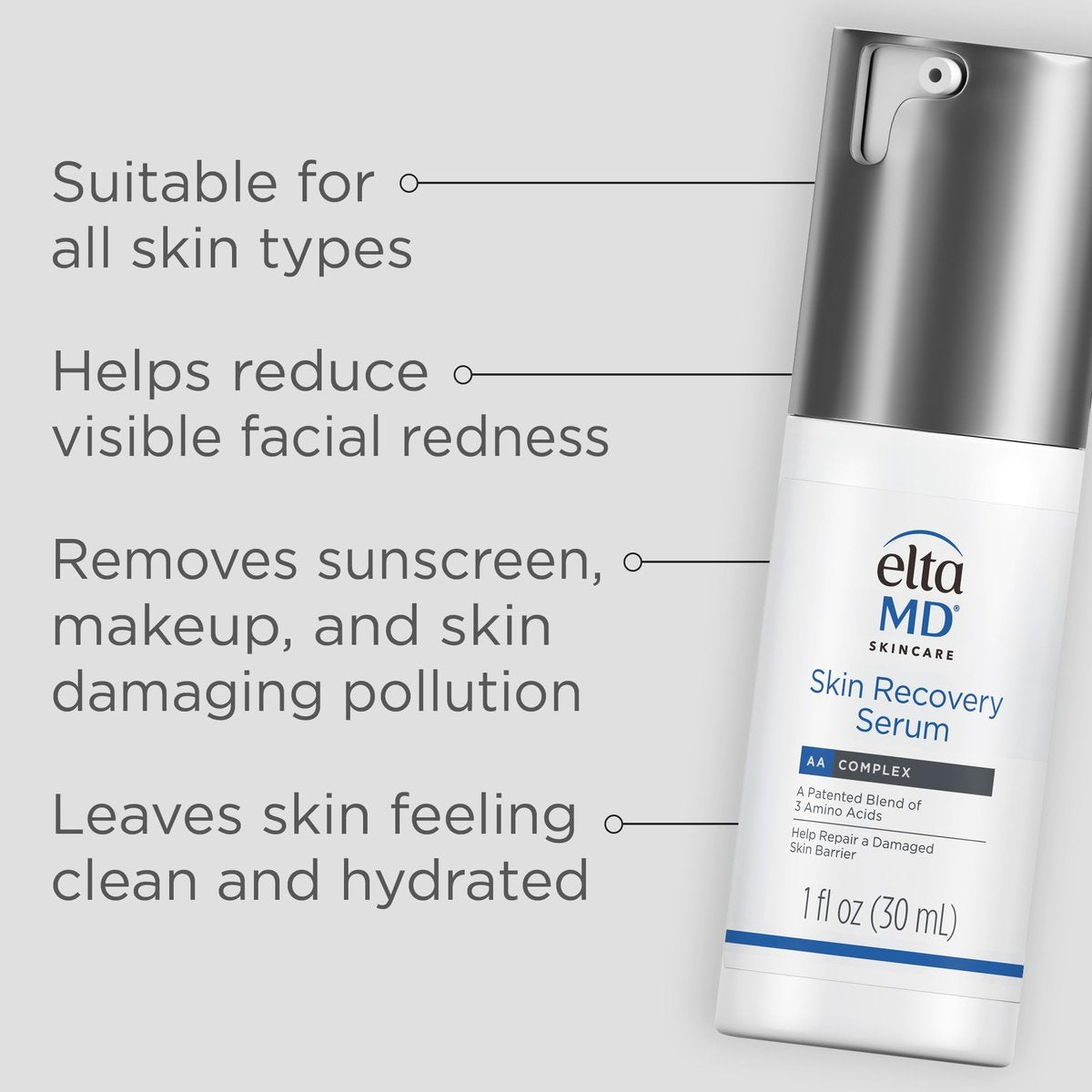 EltaMD Skin Recovery Face Serum – Redness Relief for Sensitive Skin, Visibly Reduces Redness in 24 Hours, 1.0 oz Pump Avelisse
