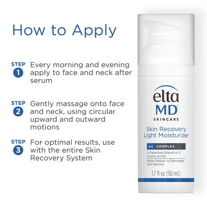 EltaMD Skin Recovery Light Face Moisturizer for Dry Skin, Oil Free Moisturizer for Face and Acne Prone Skin Care, 1.7 oz Pump Avelisse