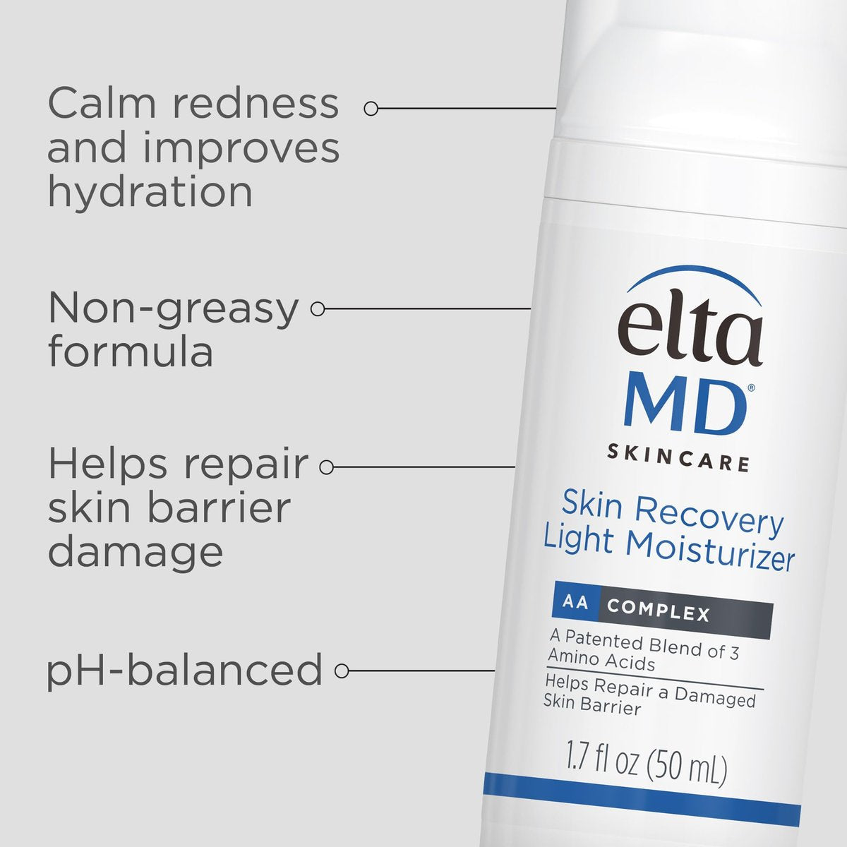 EltaMD Skin Recovery Light Face Moisturizer for Dry Skin, Oil Free Moisturizer for Face and Acne Prone Skin Care, 1.7 oz Pump Avelisse