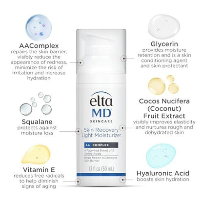 EltaMD Skin Recovery Light Face Moisturizer for Dry Skin, Oil Free Moisturizer for Face and Acne Prone Skin Care, 1.7 oz Pump Avelisse