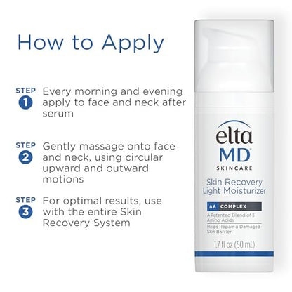 EltaMD Skin Recovery Light Face Moisturizer for Dry Skin, Oil Free Moisturizer for Face and Acne Prone Skin Care, 1.7 oz Pump Avelisse