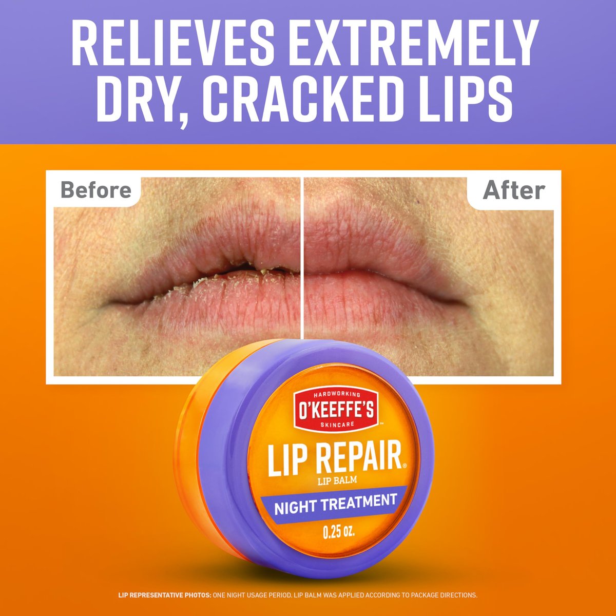 O'Keeffe's Lip Repair Night Treatment Lip Balm for Dry, Cracked Lips - 0.25 Ounce Jar (2 Pack) - Moisturizer for Extremely Cracked, Dry Lips - görsel 3