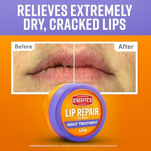 O'Keeffe's Lip Repair Night Treatment Lip Balm for Dry, Cracked Lips - 0.25 Ounce Jar (2 Pack) - Moisturizer for Extremely Cracked, Dry Lips - görsel 4