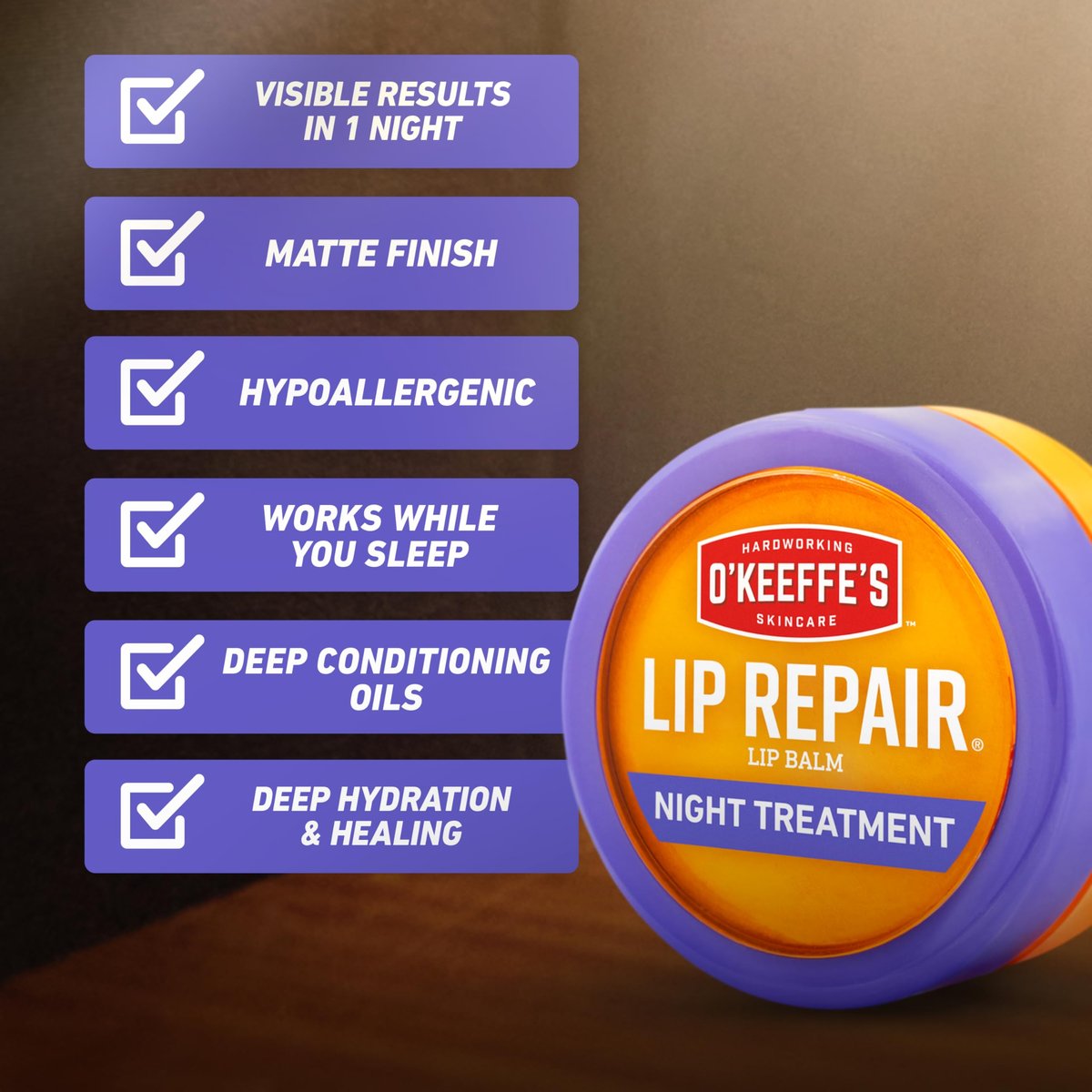 O'Keeffe's Lip Repair Night Treatment Lip Balm for Dry, Cracked Lips - 0.25 Ounce Jar (2 Pack) - Moisturizer for Extremely Cracked, Dry Lips - görsel 9