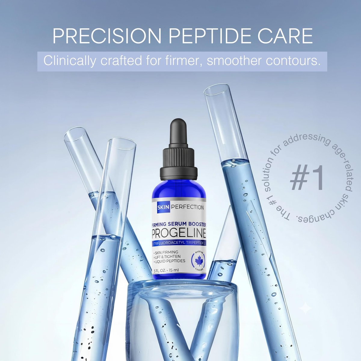Skin Perfection Firming Serum Booster with Progeline Peptide - Anti-Aging Face and Neck Serum, Trifluoroacetyl Tripeptide-2, 0.5 Fl Oz Avelisse