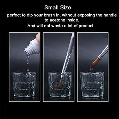 Bulex 2 Pack Clear Glass Dappen Dish Cups for Nail Art Acrylic Liquid - Monomer Liquid Bowl, Acrylic Powder Holder, Nail Jar