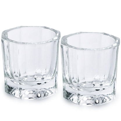 Bulex 2 Pack Clear Glass Dappen Dish Cups for Nail Art Acrylic Liquid - Monomer Liquid Bowl, Acrylic Powder Holder, Nail Jar
