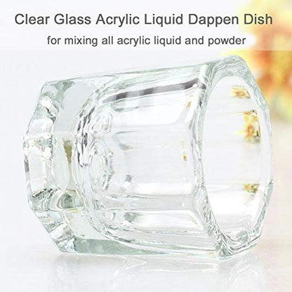Bulex 2 Pack Clear Glass Dappen Dish Cups for Nail Art Acrylic Liquid - Monomer Liquid Bowl, Acrylic Powder Holder, Nail Jar