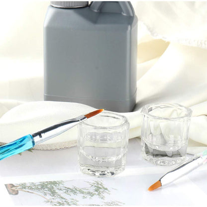 Bulex 2 Pack Clear Glass Dappen Dish Cups for Nail Art Acrylic Liquid - Monomer Liquid Bowl, Acrylic Powder Holder, Nail Jar