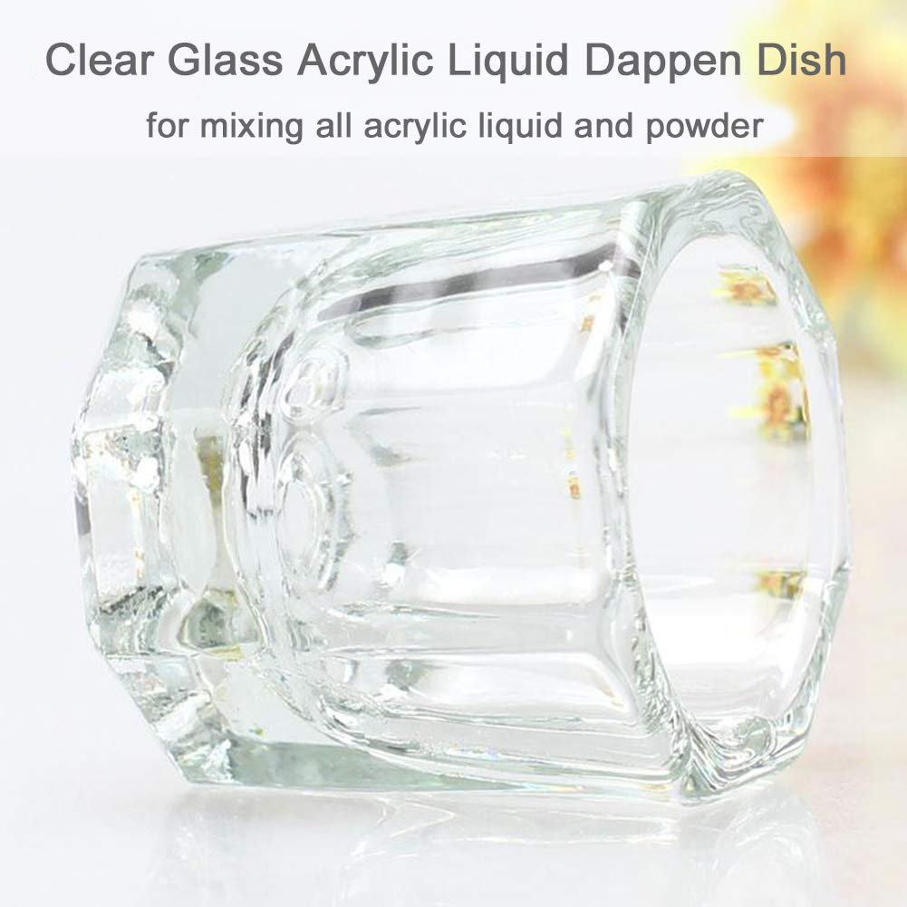 Bulex 2 Pack Clear Glass Dappen Dish Cups for Nail Art Acrylic Liquid - Monomer Liquid Bowl, Acrylic Powder Holder, Nail Jar - görsel 5