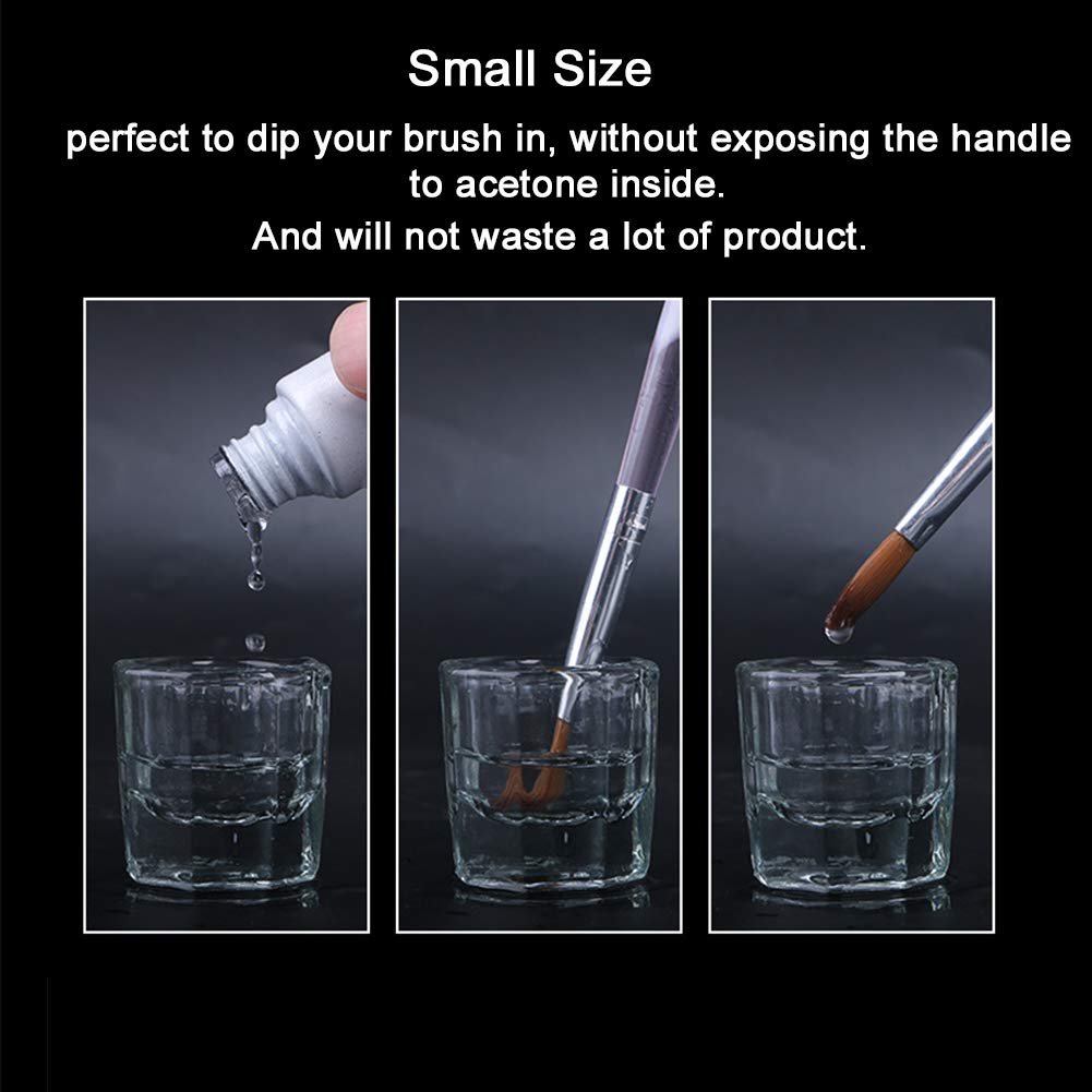 Bulex 2 Pack Clear Glass Dappen Dish Cups for Nail Art Acrylic Liquid - Monomer Liquid Bowl, Acrylic Powder Holder, Nail Jar - görsel 11