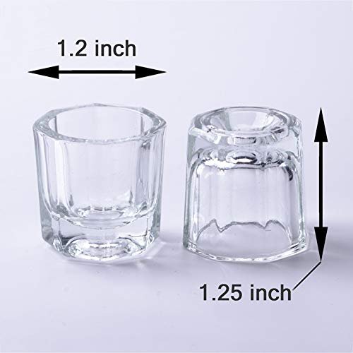 Bulex 2 Pack Clear Glass Dappen Dish Cups for Nail Art Acrylic Liquid - Monomer Liquid Bowl, Acrylic Powder Holder, Nail Jar - görsel 10
