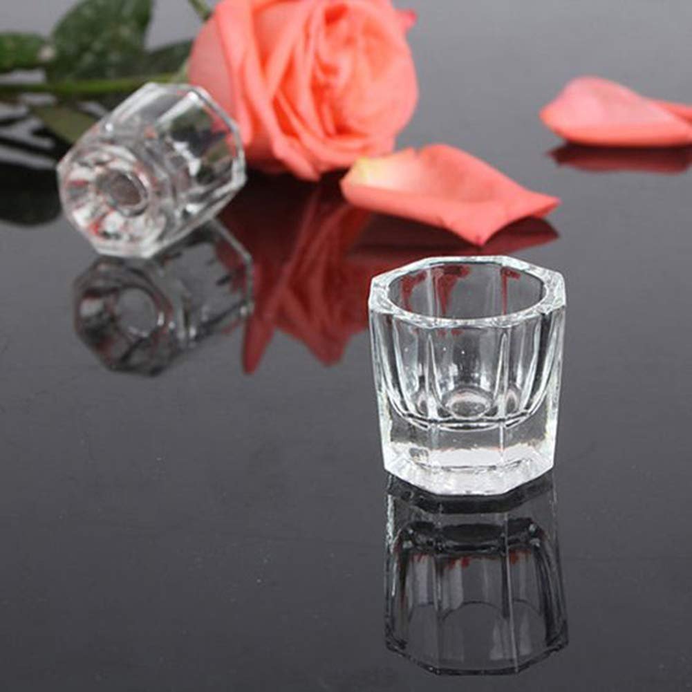 Bulex 2 Pack Clear Glass Dappen Dish Cups for Nail Art Acrylic Liquid - Monomer Liquid Bowl, Acrylic Powder Holder, Nail Jar - görsel 3