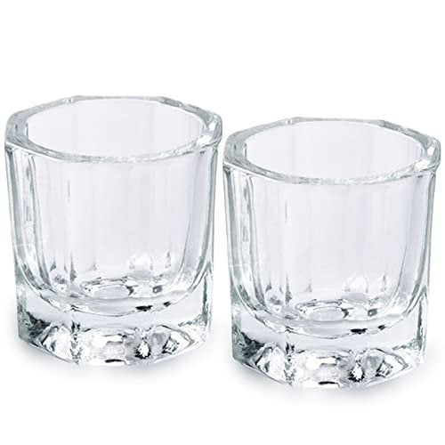 Bulex 2 Pack Clear Glass Dappen Dish Cups for Nail Art Acrylic Liquid - Monomer Liquid Bowl, Acrylic Powder Holder, Nail Jar - görsel 2