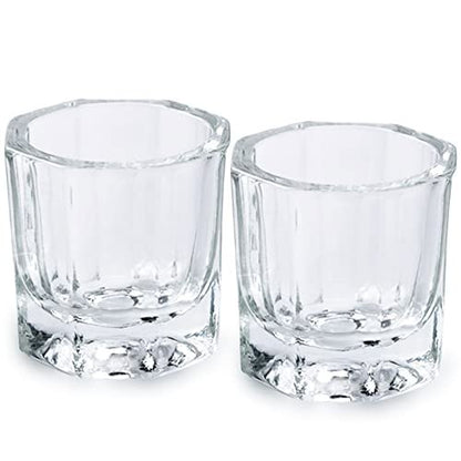 Bulex 2 Pack Clear Glass Dappen Dish Cups for Nail Art Acrylic Liquid - Monomer Liquid Bowl, Acrylic Powder Holder, Nail Jar