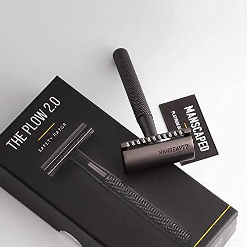 MANSCAPED The Plow 2.0 Premium Single Blade Double-Edged Safety Razor for Men – Gunmetal Grey Avelisse