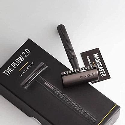 MANSCAPED The Plow 2.0 Premium Single Blade Double-Edged Safety Razor for Men – Gunmetal Grey Avelisse
