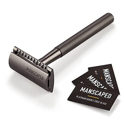 MANSCAPED The Plow 2.0 Premium Single Blade Double-Edged Safety Razor for Men – Gunmetal Grey Avelisse