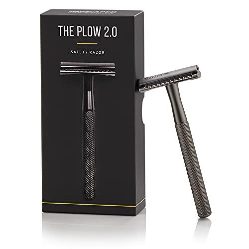 MANSCAPED The Plow 2.0 Premium Single Blade Double-Edged Safety Razor for Men – Gunmetal Grey Avelisse
