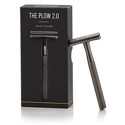 MANSCAPED The Plow 2.0 Premium Single Blade Double-Edged Safety Razor for Men – Gunmetal Grey Avelisse