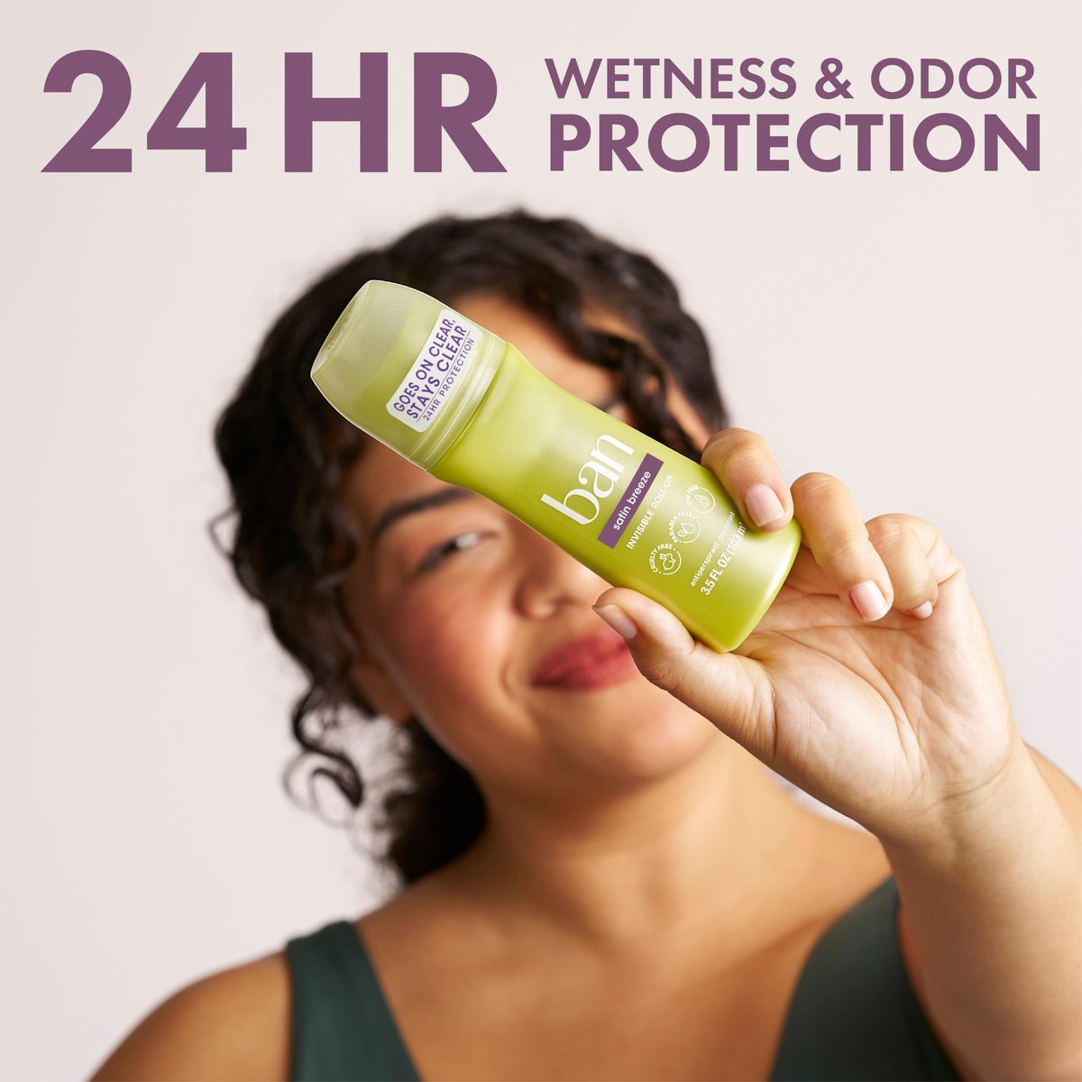 Ban Invisible Roll-on Antiperspirant Deodorant for Women and Men, 24-Hour Odor & Sweat Protection, Satin Breeze, 3.5 oz (Pack of 4) - görsel 5