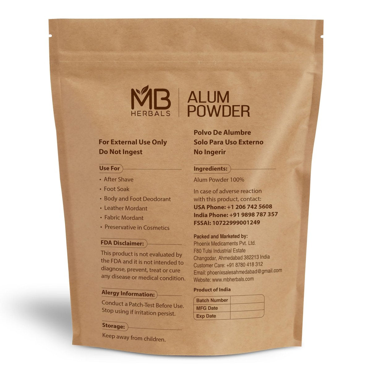 MB Herbals Alum Powder 100g (3.5 oz) – Natural Deodorant, After Shave & Mordant for Leather, Fabric & Paper - görsel 3