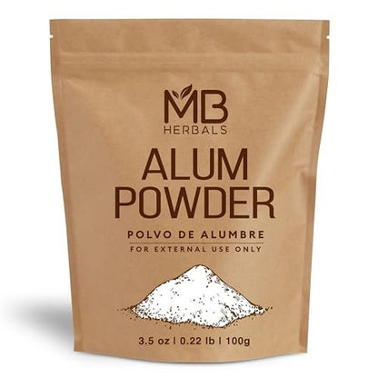 MB Herbals Alum Powder 100g (3.5 oz) – Natural Deodorant, After Shave & Mordant for Leather, Fabric & Paper