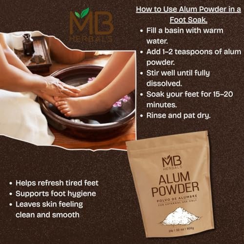 MB Herbals Alum Powder 100g (3.5 oz) – Natural Deodorant, After Shave & Mordant for Leather, Fabric & Paper - görsel 8