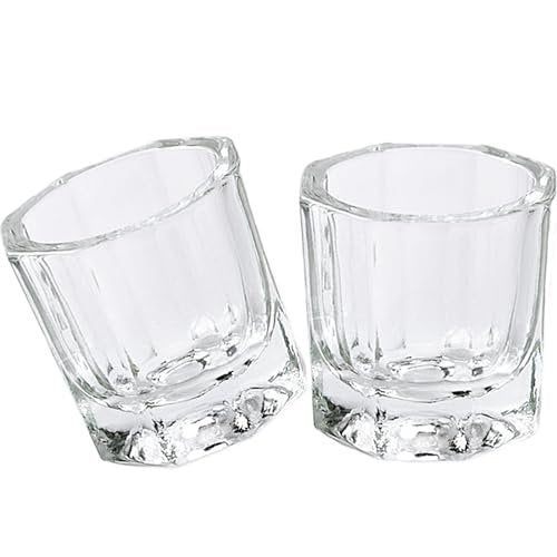 Clear Glass Nail Dappen Dish Set - 2 Pack Small Acrylic Nail Liquid Cups for Acetone, Monomer & Polish Remover - görsel 2