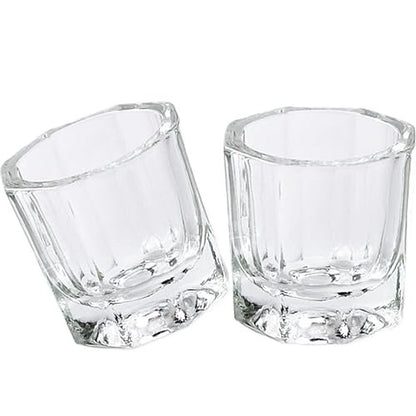 Clear Glass Nail Dappen Dish Set - 2 Pack Small Acrylic Nail Liquid Cups for Acetone, Monomer & Polish Remover