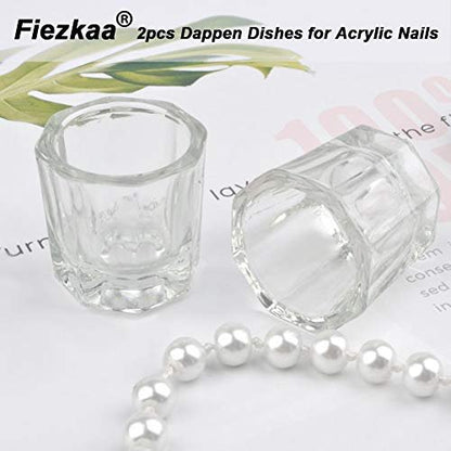 Clear Glass Nail Dappen Dish Set - 2 Pack Small Acrylic Nail Liquid Cups for Acetone, Monomer & Polish Remover