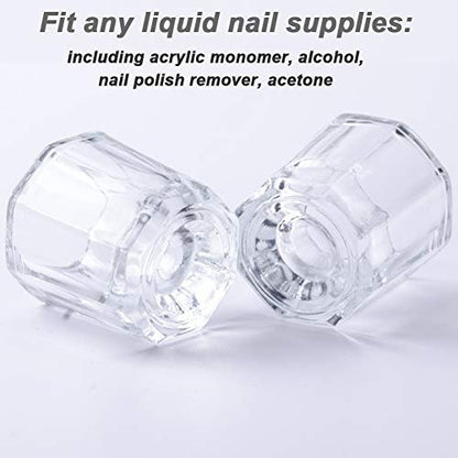 Clear Glass Nail Dappen Dish Set - 2 Pack Small Acrylic Nail Liquid Cups for Acetone, Monomer & Polish Remover