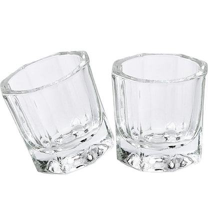Clear Glass Nail Dappen Dish Set - 2 Pack Small Acrylic Nail Liquid Cups for Acetone, Monomer & Polish Remover